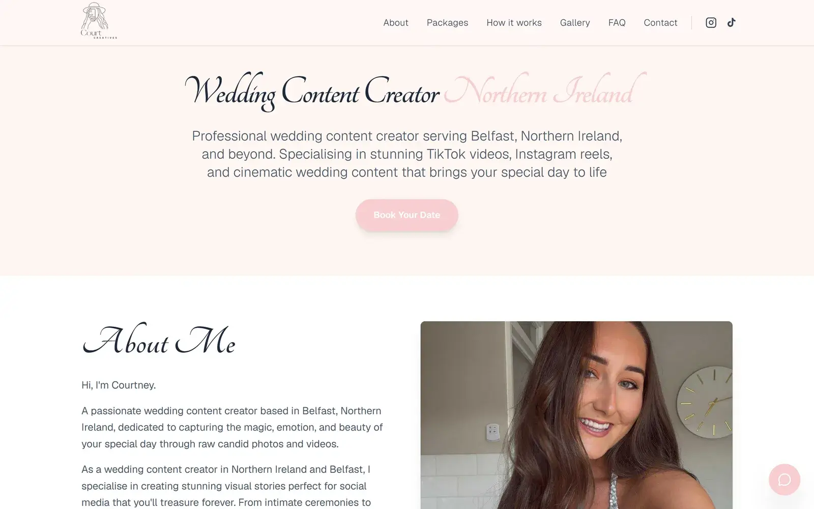 Screenshot of the CourtCreatives homepage